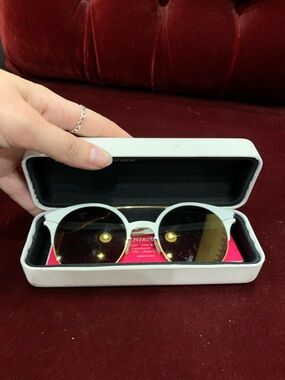 MYKITA White Frame Round Sunglasses with Gold Accents